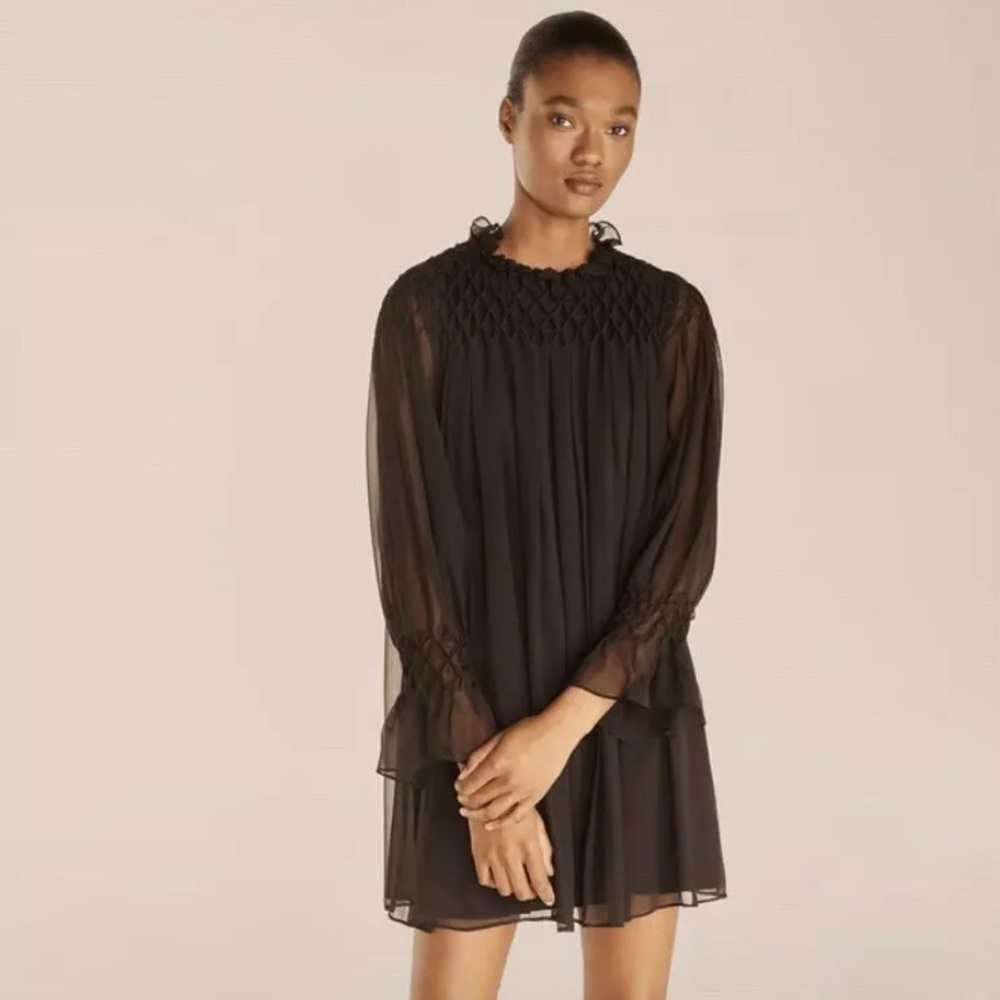 Rebecca Taylor Black will dress M diamond smocked - Picture 7 of 8
